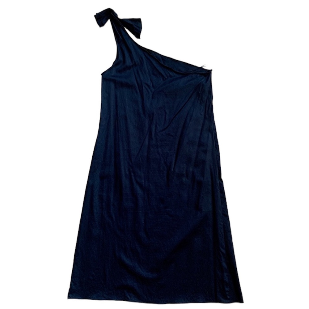 AGNES B Black Cotton Y2K One Shoulder Dress